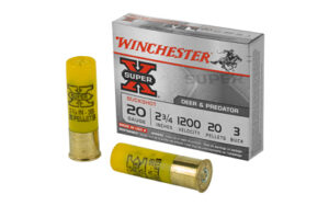 Winchester Ammunition Super-X, 20 Gauge, 2.75″, 3 Buck, Buckshot, 20 Pellets,5 Round Box XB203