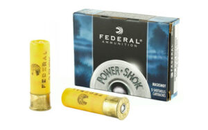Federal PowerShok, 20 Gauge, 2.75″, 3 Buck, Max Dram, Buckshot, 20 Pellets,5 Round Box F2033B