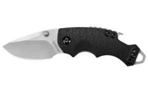 Kershaw Shuffle, Folding Knife, 2.4″ Drop Point Blade, 8CR13MOV Blade Steel, 5.75″ Overall Length, Liner Lock, Bead-blasted Finish, Silver, Black Handle 8700