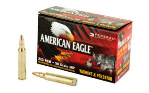 Federal American Eagle Varmint & Predator, 223 Rem, 50 Grain, Jacketed Hollow Point, 50 Round Box AE22350VP