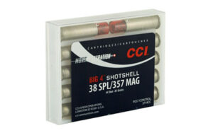 CCI Ammunition Shotshell, 357MAG/38 Special, 84 Grain, Shotshell, #4 Shot Size, 10 Round Box 3714CC