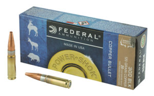 Federal PowerShok, 300 Blackout, Lead Free, 120 Grain, Copper Soft Point, 20 Round Box, California Certified Nonlead Ammunition 300BLK120LFA