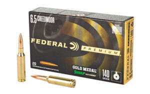 Federal Gold Medal, 6.5 Creedmoor, 140 Grain, Sierra Match King Boat Tail Hollow Point, 20 Round Box GM65CRD1
