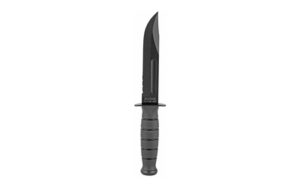 KA-BAR Knives KA-BAR Short, Fixed Blade Knife, 5.25″ Blade Length, 9.375″ Overall Length, Clip Point, Combo Edge, 1095 Cro-Van/Black Steel, Matte Finish, Black, Kraton G Handle, Glass Filled Leather Sheath 1257