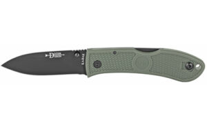 KA-BAR Knives Dozier, Hunter, Folding Knife, 3″ Blade Length, 7.25″ Overall Length, Plain Edge, AUS 8A Steel, Matte Finish, Black, Foliage Green Zytel Handle, Dual Thumb Stud/Pocket Clip 4062FG