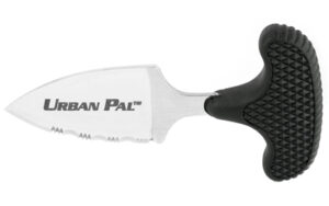 Cold Steel Urban Pal, 1.5″ Fixed Blade Knife, Drop Point, 3/4 Serrated Edge, AUS 8A/Polished, Black Kraton, Secure-Ex Sheath CS-43LS