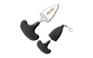 Cold Steel Mini Pal, 1″ Fixed Blade Knife, Drop Point, 3/4 Serrated Edge, AUS 8A/Polished, Black Kraton, Secure-Ex Sheath CS-43NSK