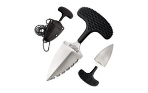 Cold Steel Best Pal Tool, 2.5″, 50/50: Plain/Serrated Edge, AUS 8A/Stainless, Black Kraton, Secure-Ex Sheath CS-43XLS