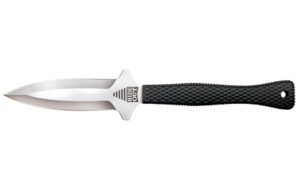 Cold Steel Hide Out, 6.5″ Fixed Blade Knife, AUS 8A/Stainless Steel, Griv-Ex Handle, Double-Edged Blade, Secure-Ex Neck Sheath With Bead Chain Lanyard CS-49NDE