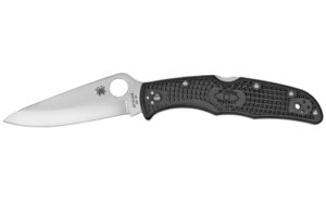 Spyderco Endura 4, Lightweight, 3.375″ Folding Knife, Clip Point, Plain Edge, VG10/Satin, Black FRN, Circle Thumb Hole/Pocket Clip C10PBK