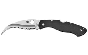 Spyderco Civilian, 4.125″ Folding Knife, Reverse S, SpyderEdge Edge, VG10/Satin, Black G10, Circle Thumb Hole/Pocket Clip C12GS