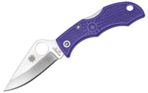 Spyderco Ladybug 3, 1.94″ Folding Knife, Clip Point, Plain Edge, VG-10 Purple FRN, Circle Thumb Hole LPRP3