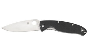 Spyderco Resilience, 4.2″ Folding Knife, Clip Point, Plain Edge, 8Cr13MoV/Satin, Black G10, Circle Thumb Hole/Pocket Clip C142GP