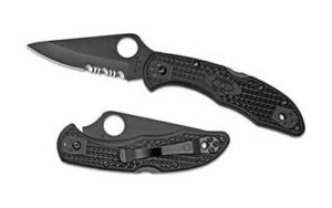 Spyderco Delica4, 2.875″ Folding Knife, Combo Edge, VG10/Black, Kraton Handle C11PSBBK