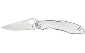 Spyderco Byrd, Cara Cara2, 3.75″ Folding Knife, Clip Point, Plain Edge, 8Cr13MoV/Satin, Stainless, Oval Thumb Hole/Pocket Clip BY03P2
