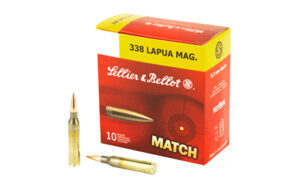 Sellier & Bellot Match, 338 Lapua, 250 Grain, Boat Tail Hollow Point, 10 Round Box SB338LMA