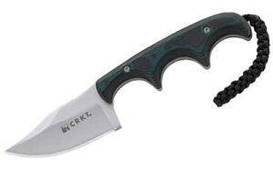 Columbia River Knife & Tool Minimalist, Bowie, 2.125″ Fixed Blade Knife, Bowie, Plain Edge, Bead Blast, Black Micarta, Zytel Sheath 2387