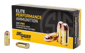 Sig Sauer Elite Performance Ball, 45 ACP, 230 Grain, Full Metal Jacket, 50 Round Box E45BA3-50