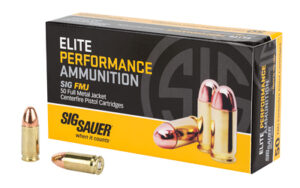 Sig Sauer Elite Performance, Ball, 9MM, 115 Grain, Full Metal Jacket, 50 Round Box E9MMB1-50