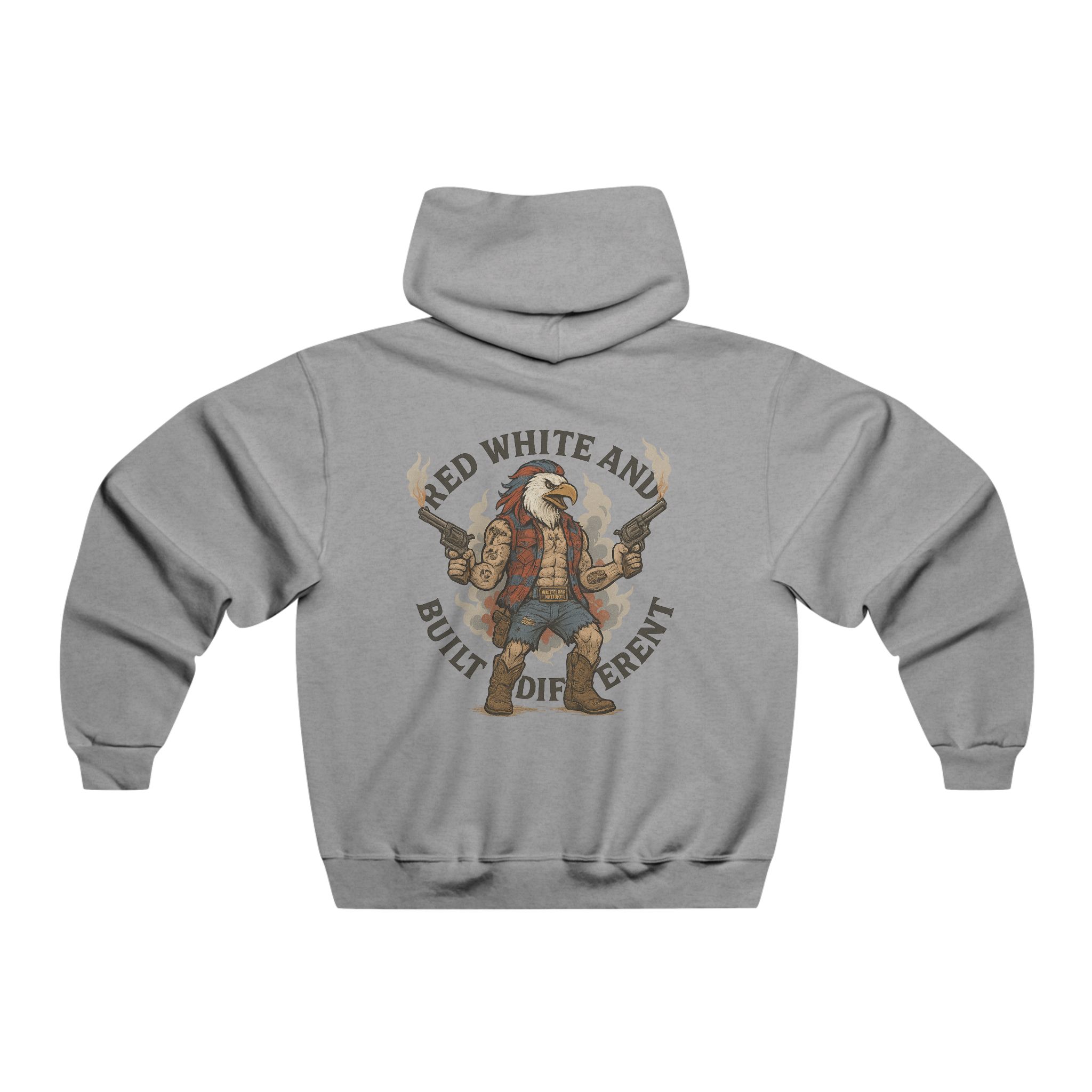 RED WHITE AND BUILT DIFFERENT HOODIE BY WASTELAND ARMORY