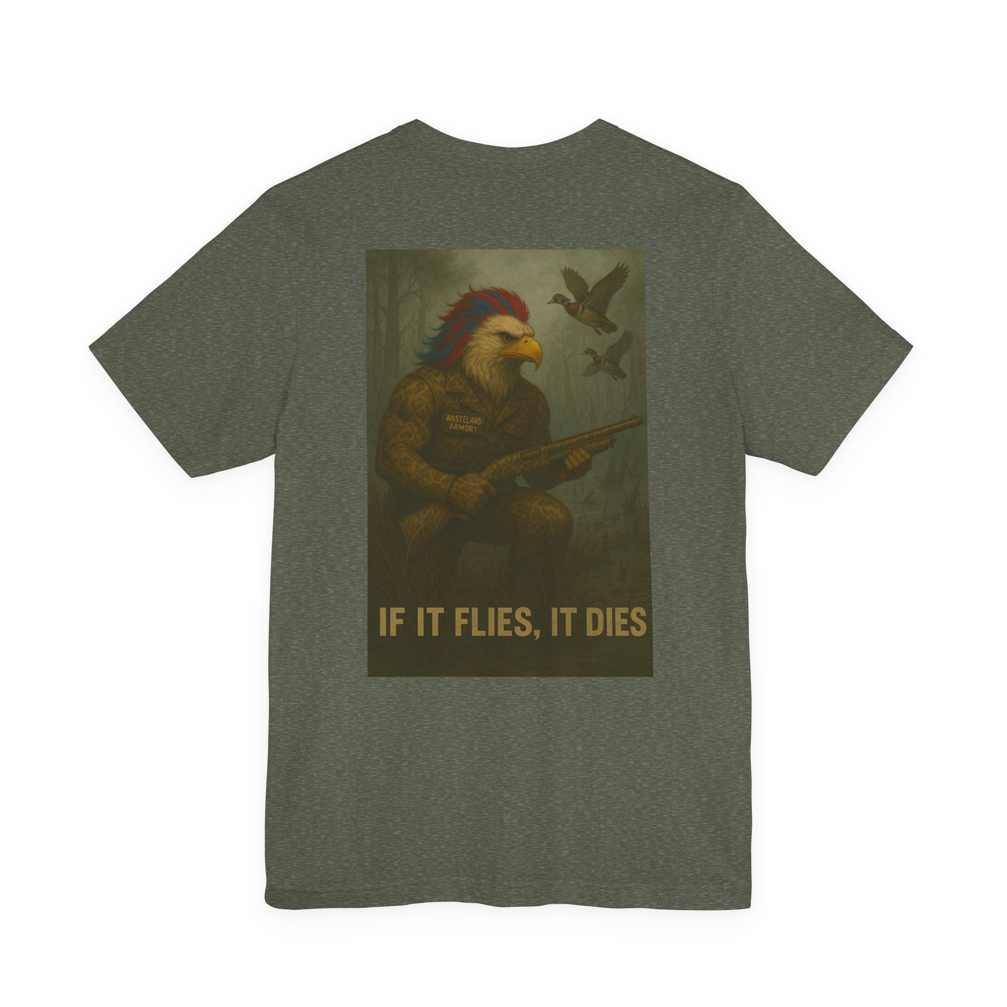 FLIES IT DIES DUCK HUNTERS EDITION WASTELAND ARMORY T-SHIRT